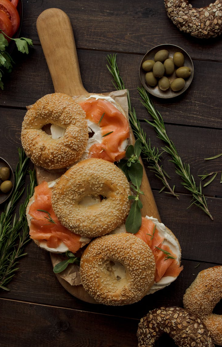 Lox and bagels with cream cheese