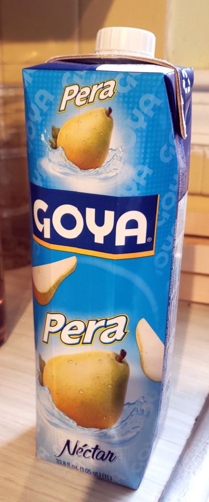 carton of Goya pear fruit nectar