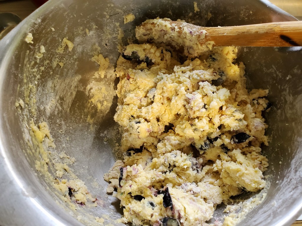 Dough with blueberries