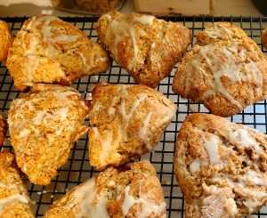 Iced scones on the cooling rack