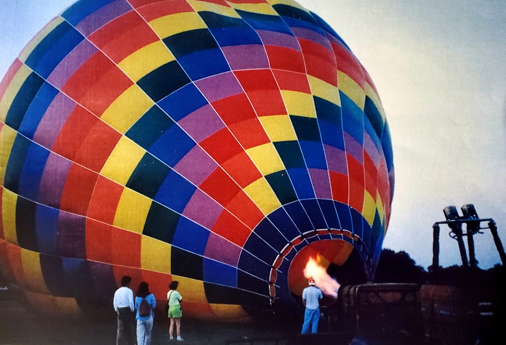 Flames heating up a hot air balloon