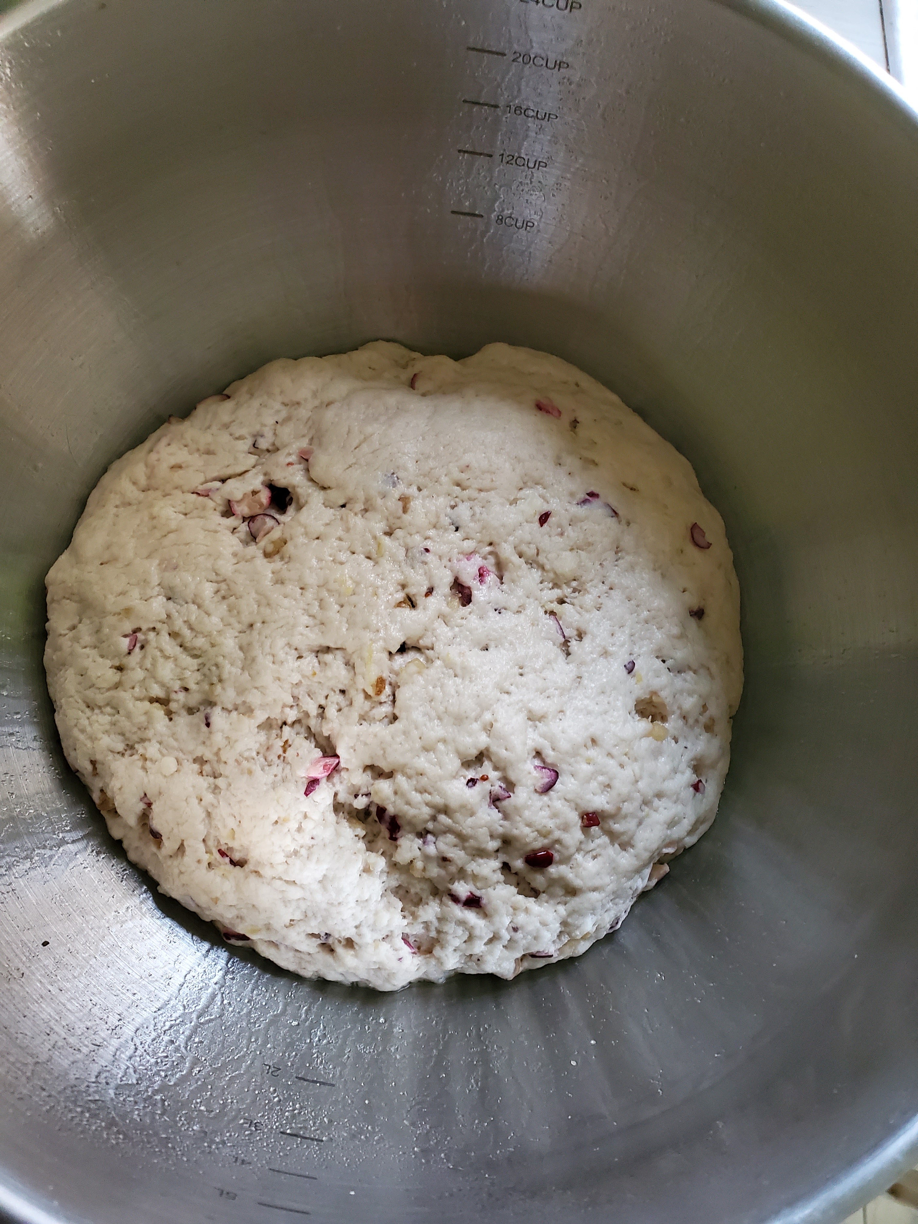 The naan dough risen to twice it's size