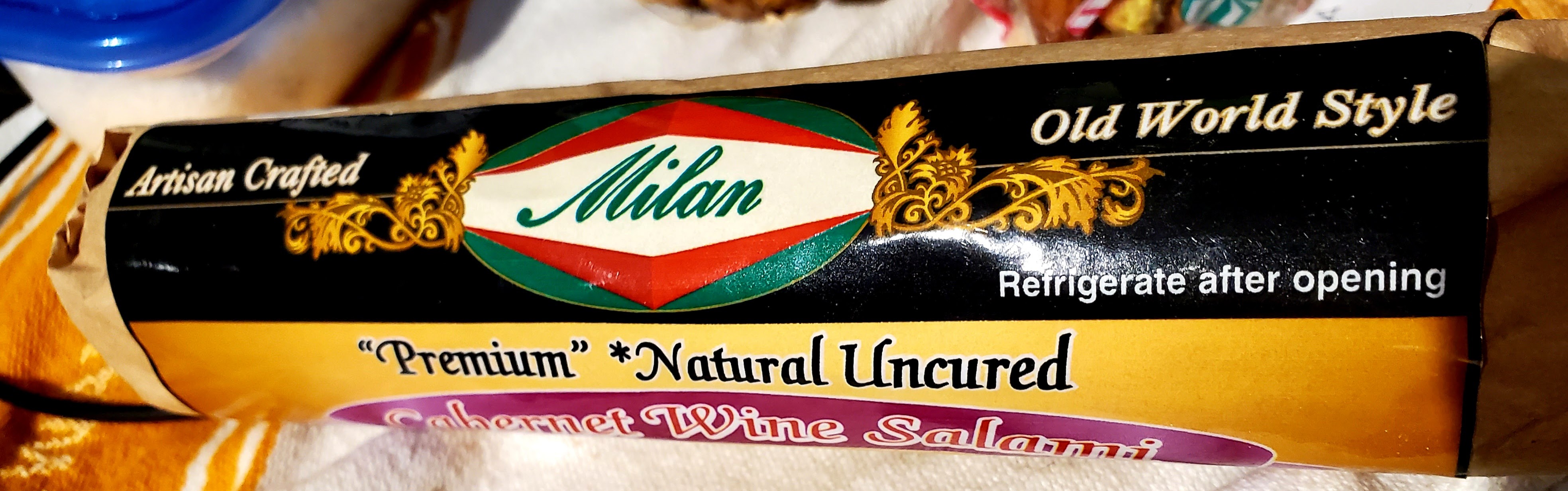 Paper wrapped salami