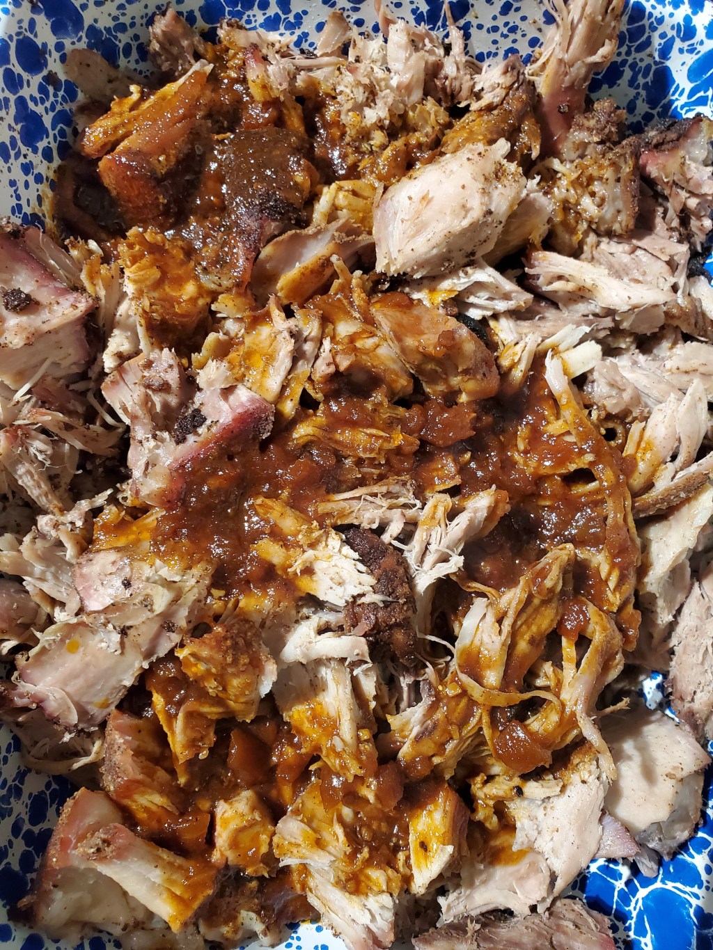Shredded pork with juices