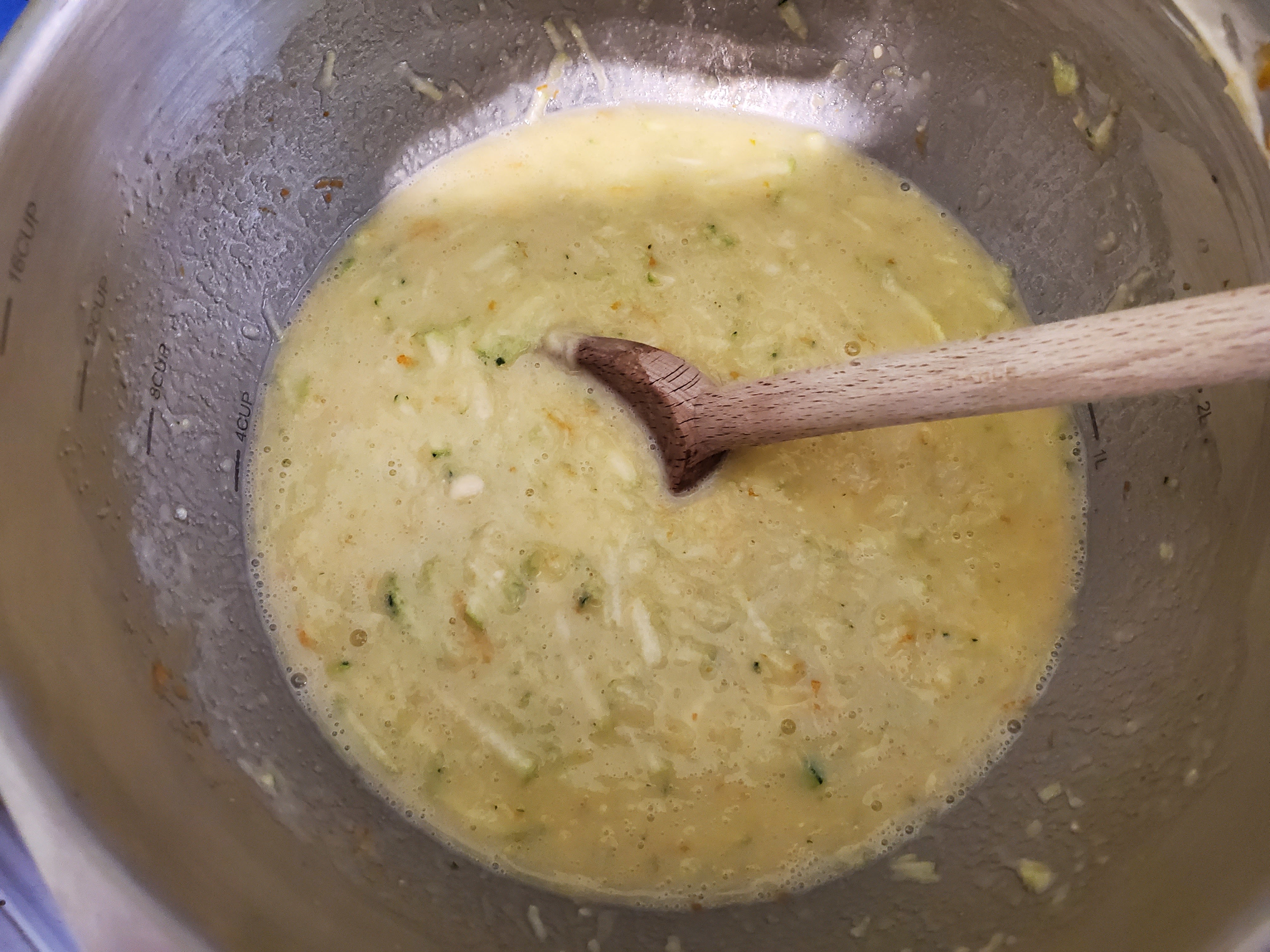 Bowl of batter with wooden spoon