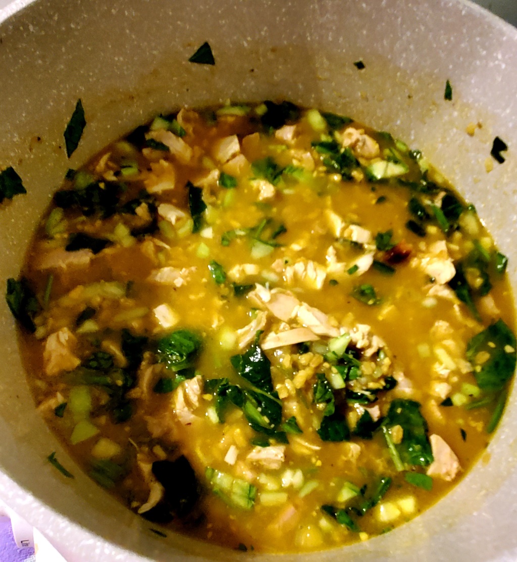 Simmering pot of soup